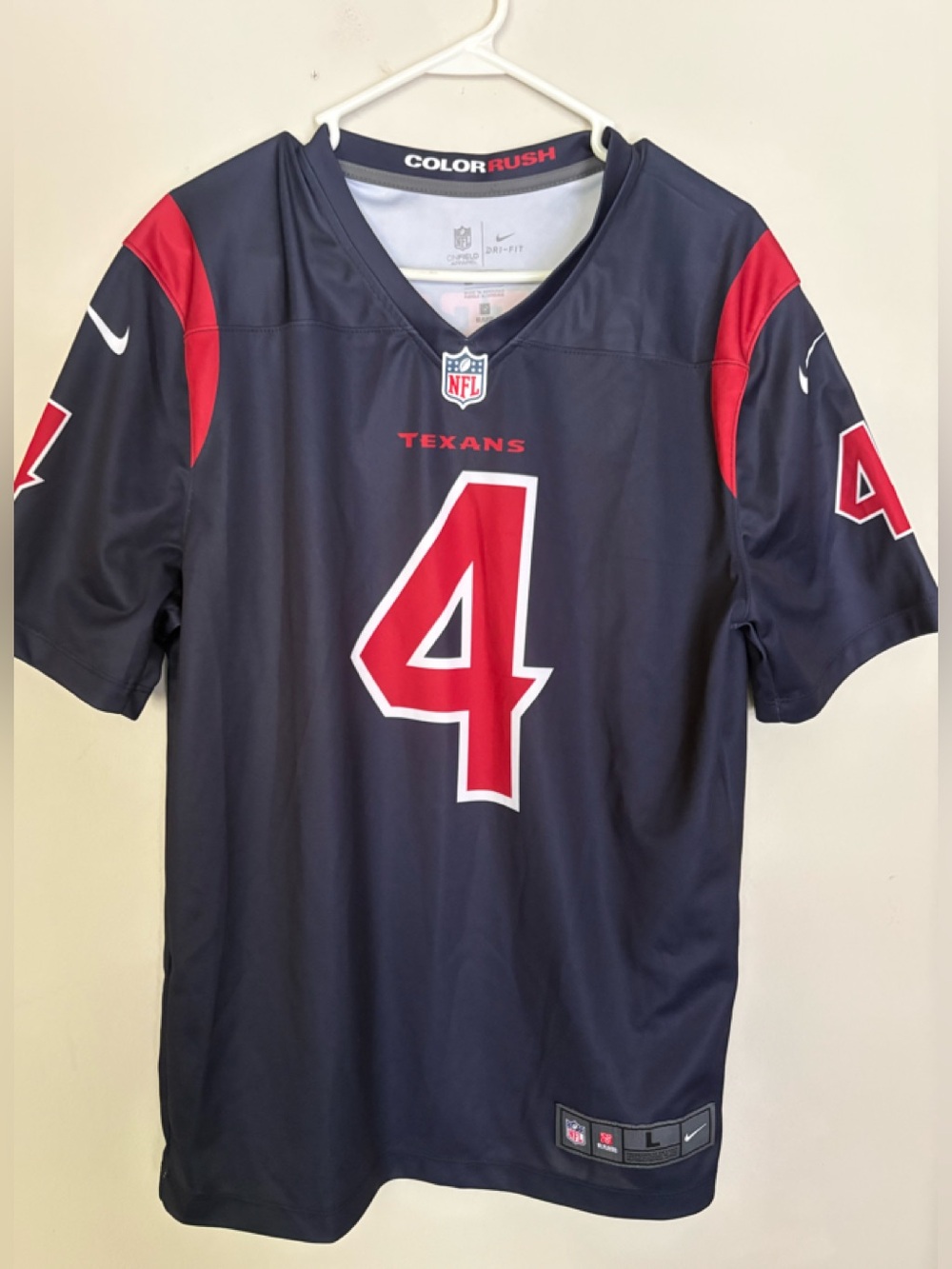 NFL Texans #4 Navy and Red Jersey